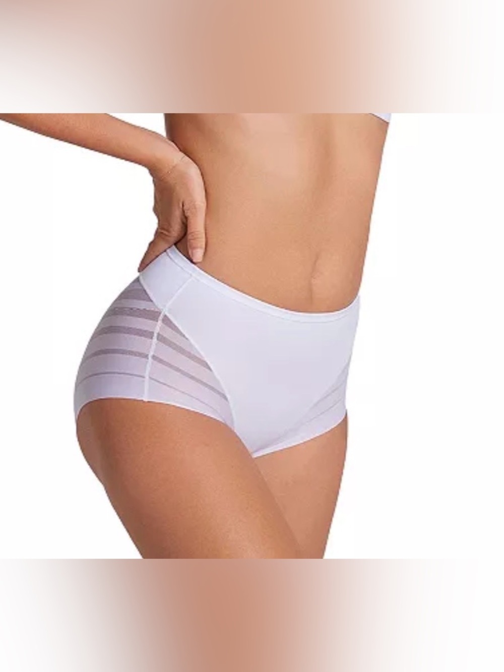 Leonisa Lace Stripe Undetectable Classic Shaper Panty White Medium NWT IN PKG